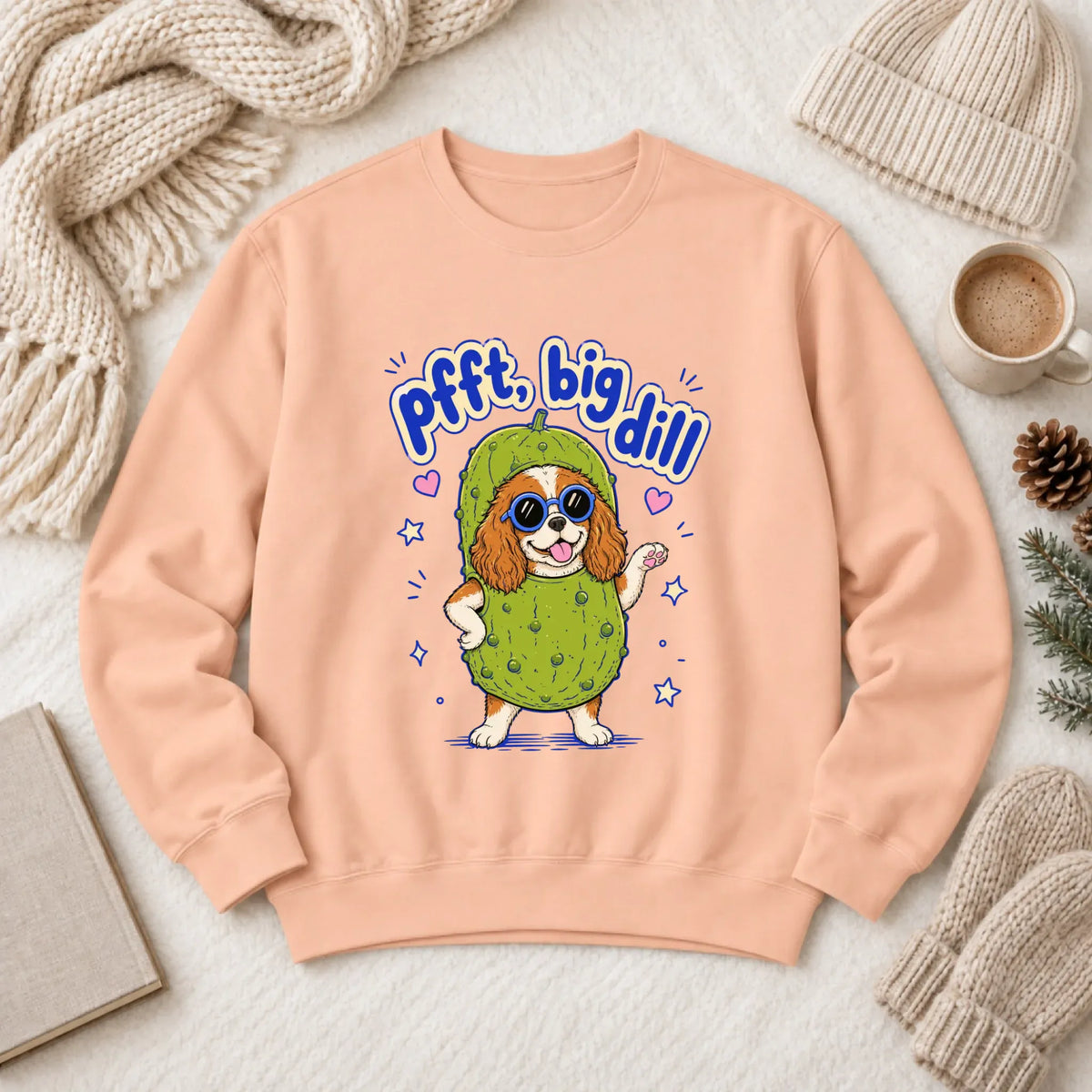 Customizer 1466 LW Sweatshirt Light / Peachy / S Custom Cavalier Big Dill Pickle Unisex Sweatshirt