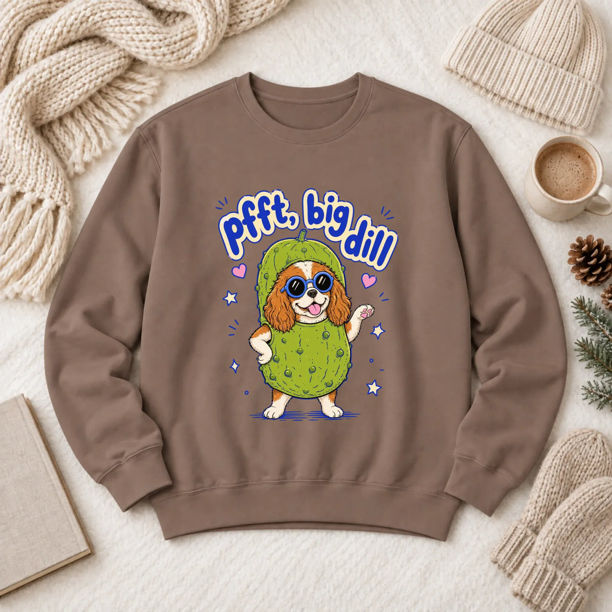 Customizer 1466 LW Sweatshirt Dark / Espresso / S Custom Cavalier Big Dill Pickle Unisex Sweatshirt