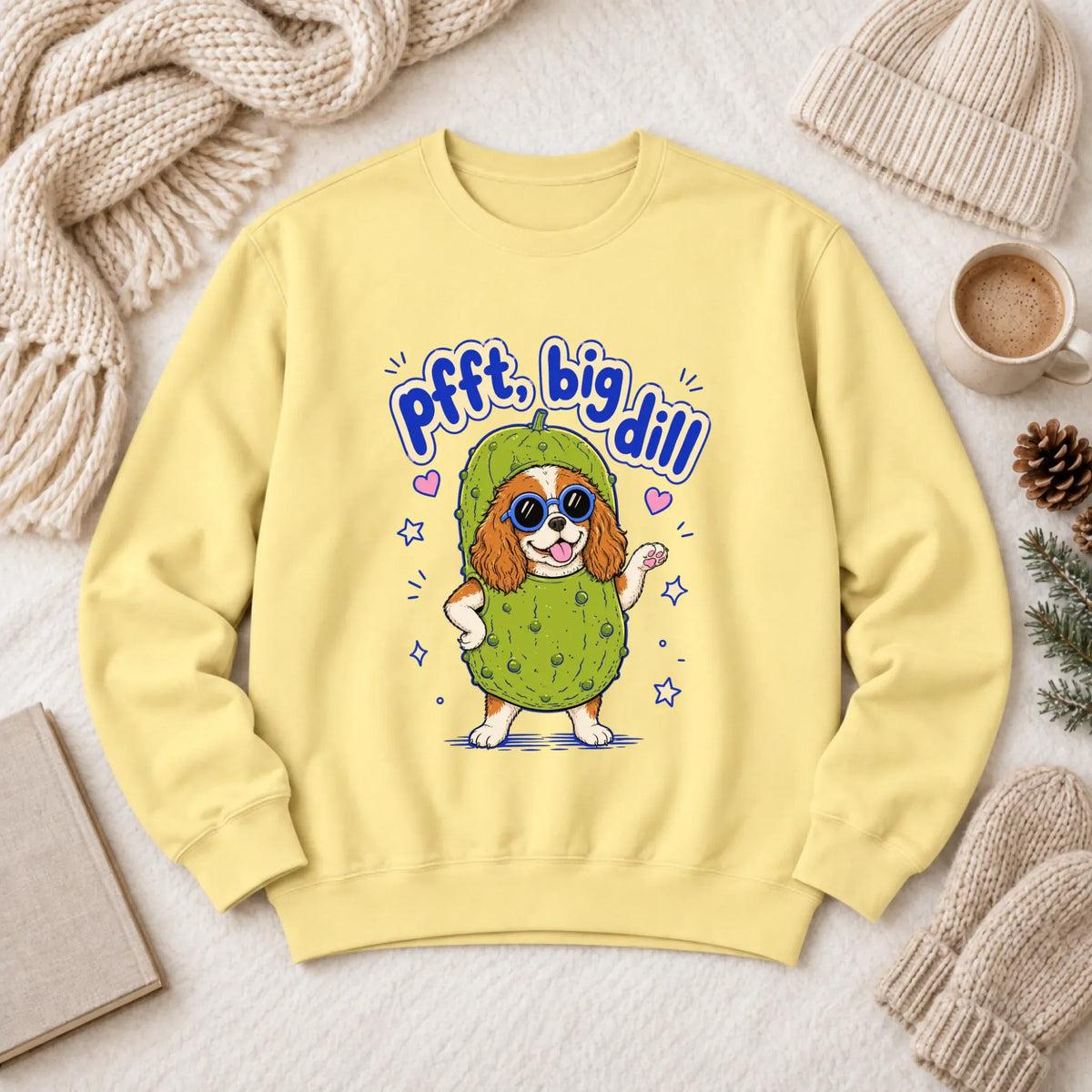 Customizer 1466 LW Sweatshirt Light / Butter / S Custom Cavalier Big Dill Pickle Unisex Sweatshirt