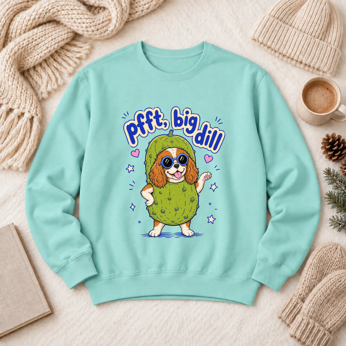 Customizer 1466 LW Sweatshirt Light / Chalky Mint / S Custom Cavalier Big Dill Pickle Unisex Sweatshirt