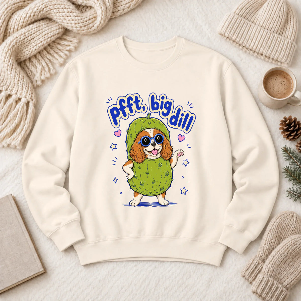 Customizer 1466 LW Sweatshirt Light / Ivory / S Custom Cavalier Big Dill Pickle Unisex Sweatshirt