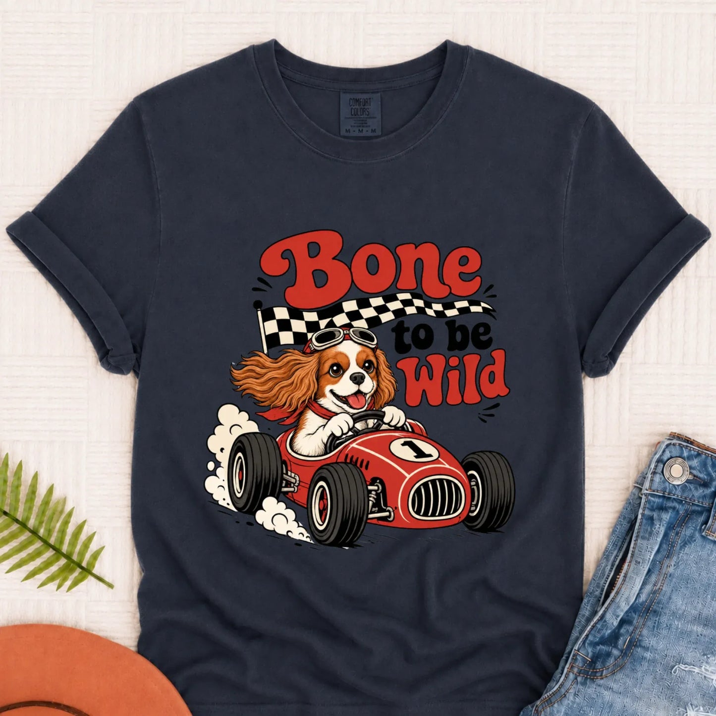 Custom Cavalier Bone to Be Wild Race Car Unisex TShirt Navy