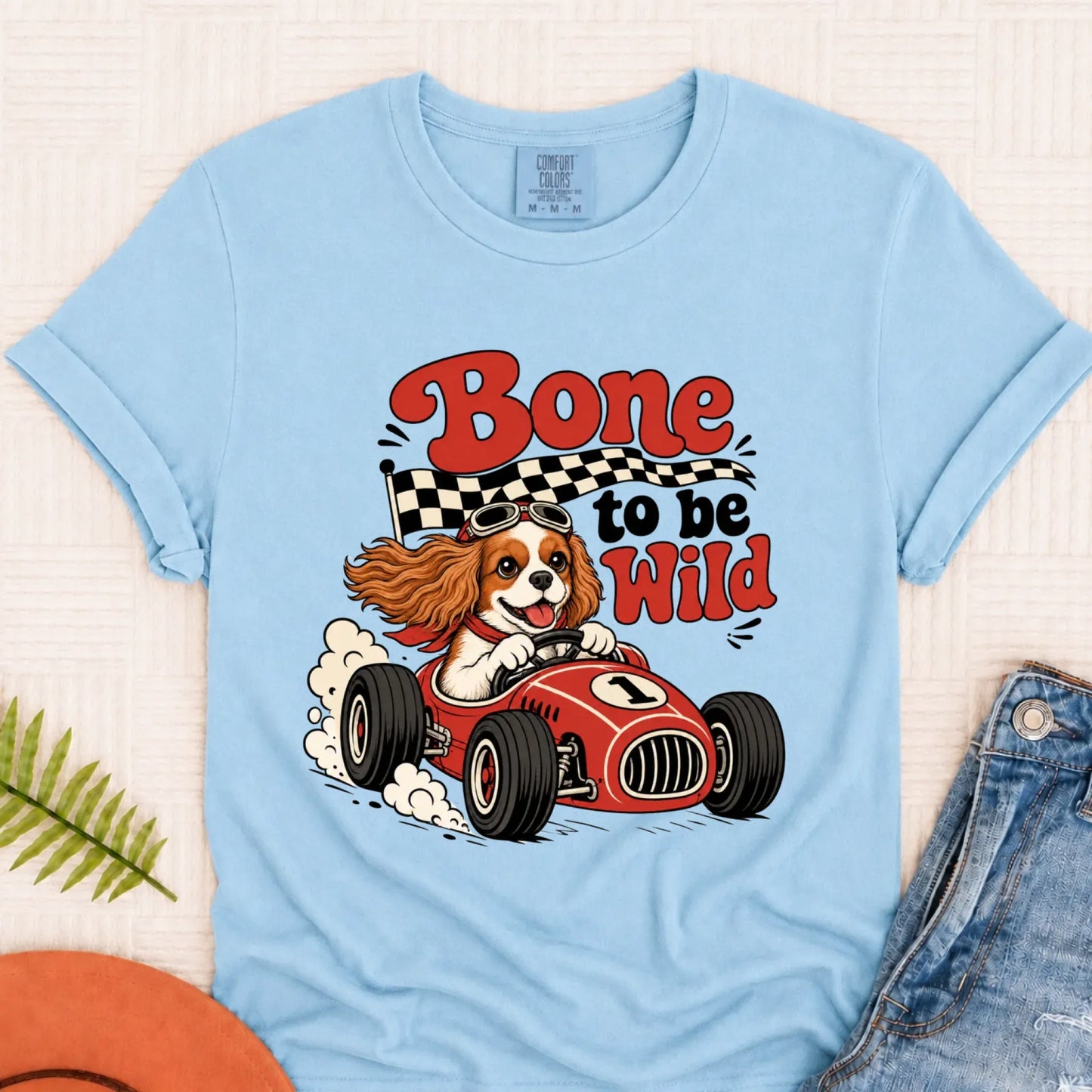 Custom Cavalier Bone to Be Wild Race Car Unisex TShirt Chambray