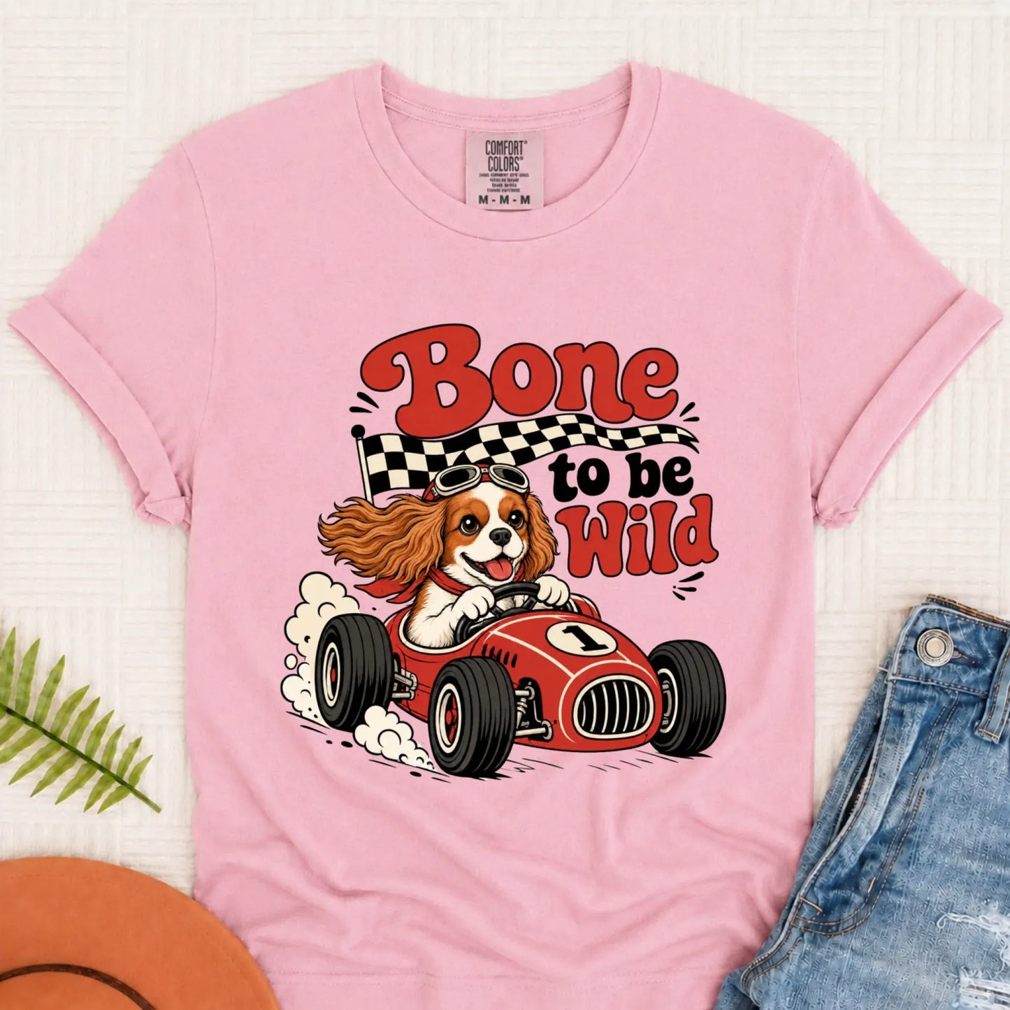 Custom Cavalier Bone to Be Wild Race Car Unisex TShirt Blossom