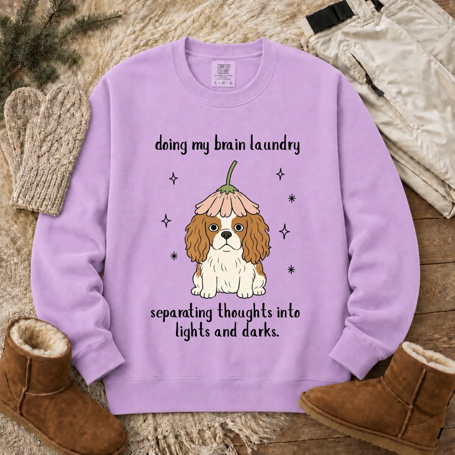 Custom Cavalier Brain Laundry Unisex Sweatshirt Orchid
