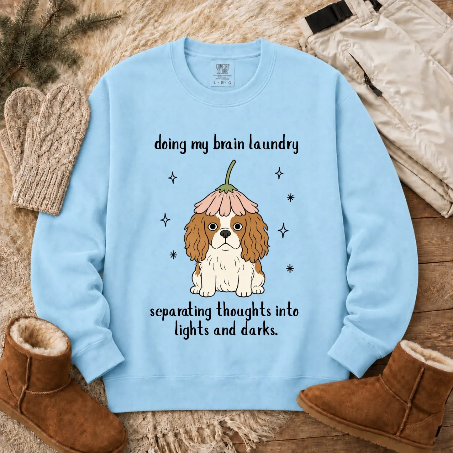 Custom Cavalier Brain Laundry Unisex Sweatshirt Chambray