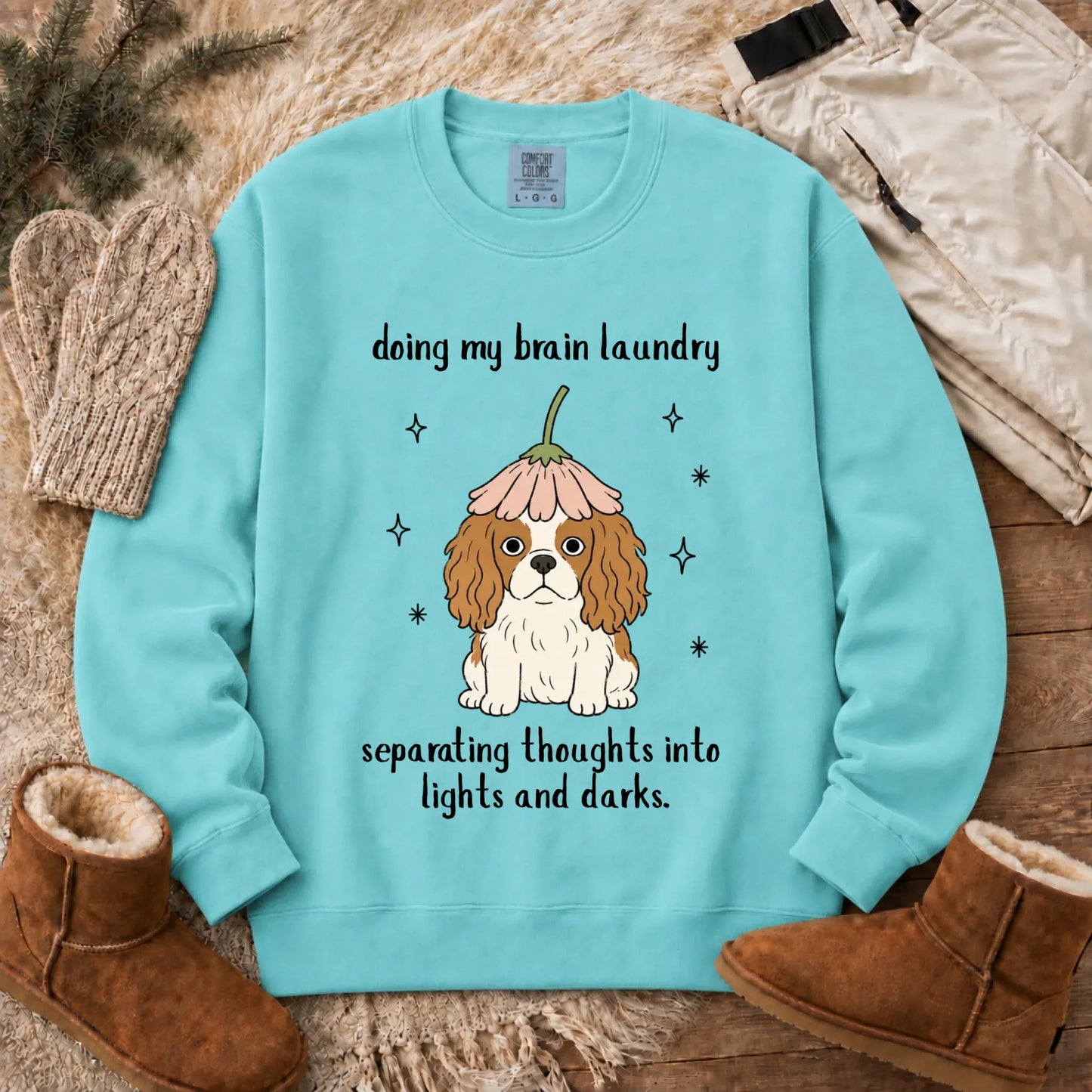 Custom Cavalier Brain Laundry Unisex Sweatshirt Chalky Mint