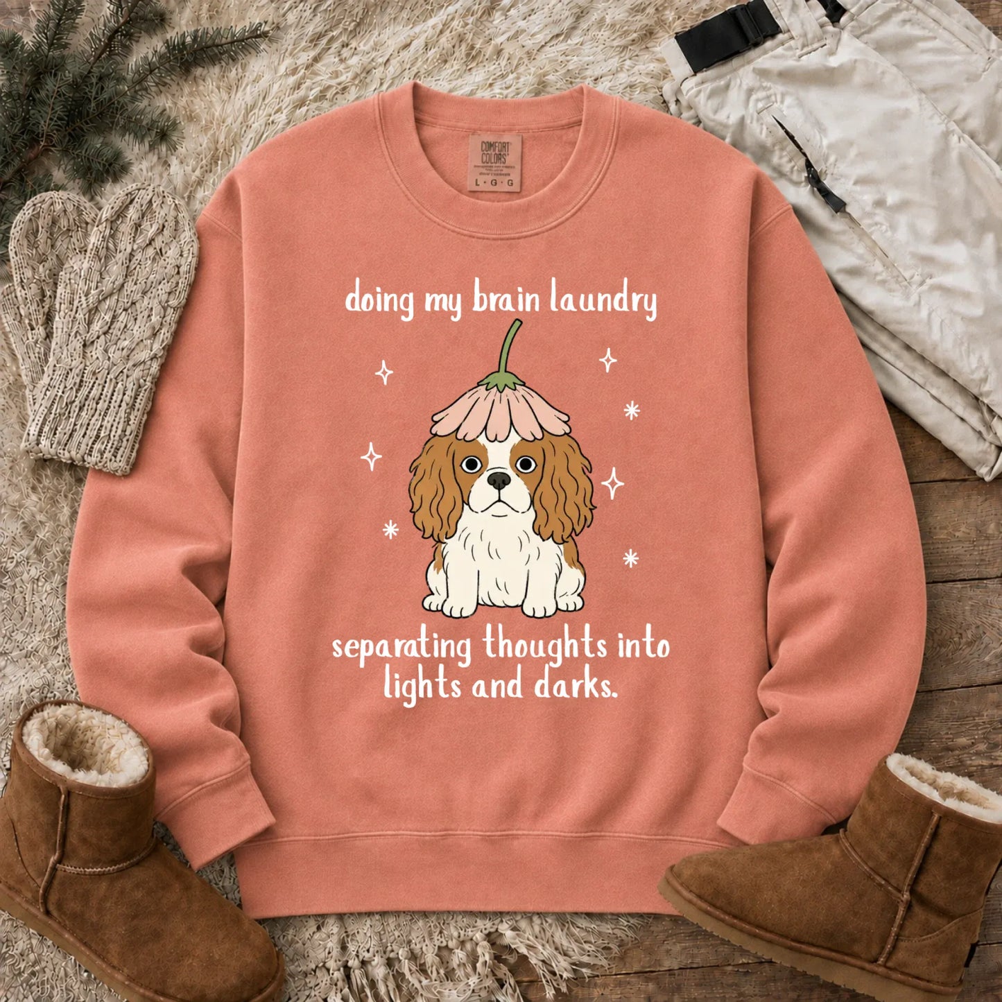 Custom Cavalier Brain Laundry Unisex Sweatshirt Terracotta