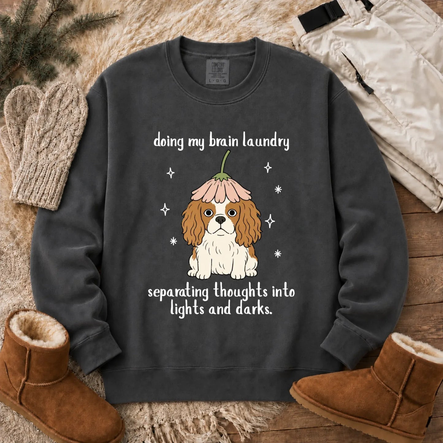 Custom Cavalier Brain Laundry Unisex Sweatshirt Pepper