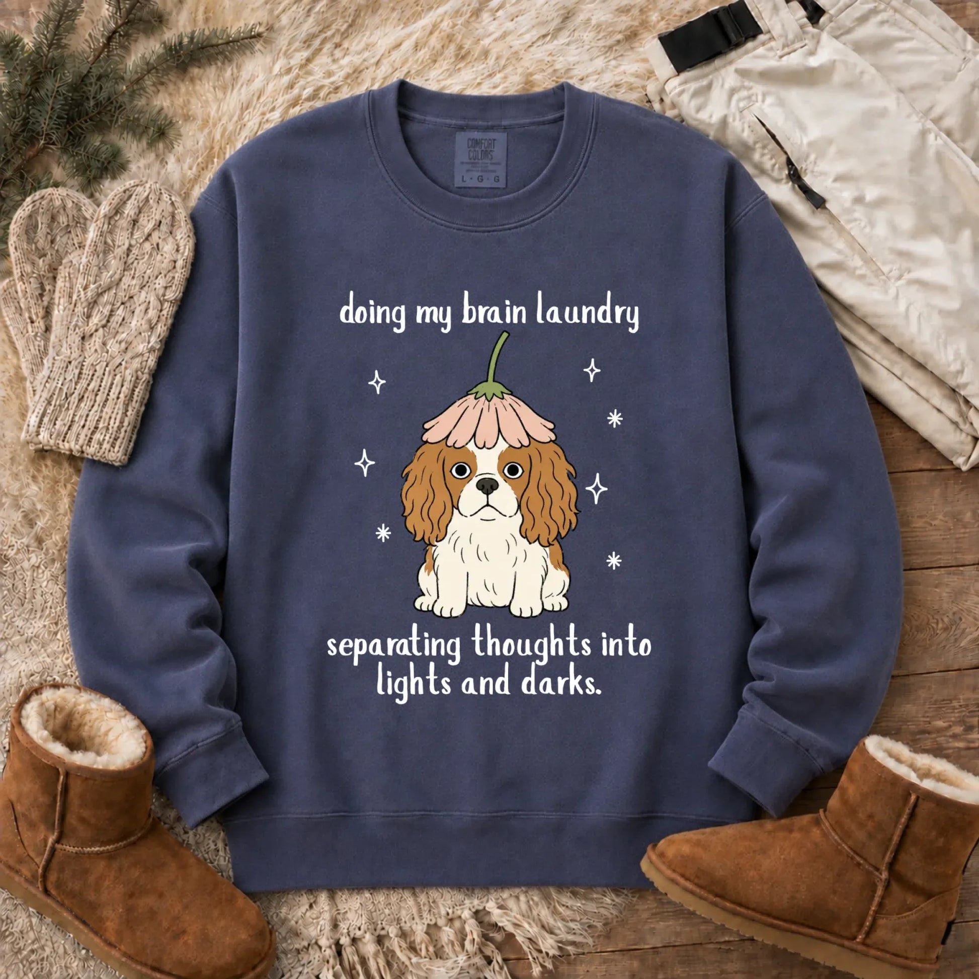 Custom Cavalier Brain Laundry Unisex Sweatshirt Denim
