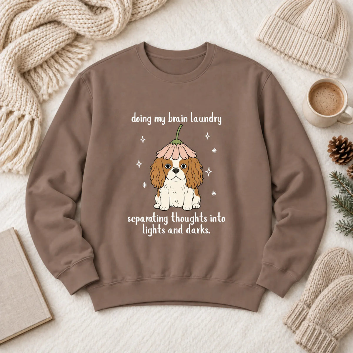 Custom Cavalier Brain Laundry Unisex Sweatshirt Espresso