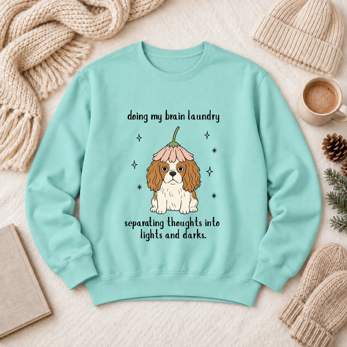 Custom Cavalier Brain Laundry Unisex Sweatshirt Chalky Mint