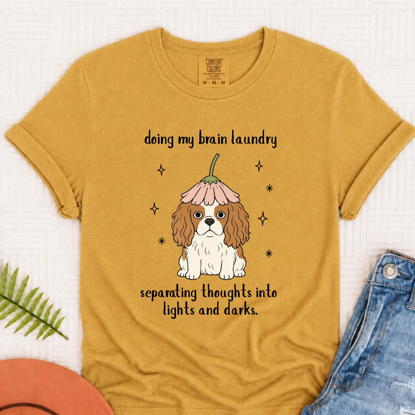 Custom Cavalier Brain Laundry Unisex TShirt Mustard