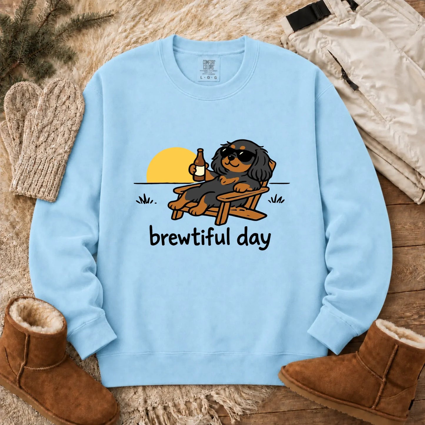 Sweatshirt Chambray / S Custom Cavalier Brewtiful Beer Unisex Sweatshirt