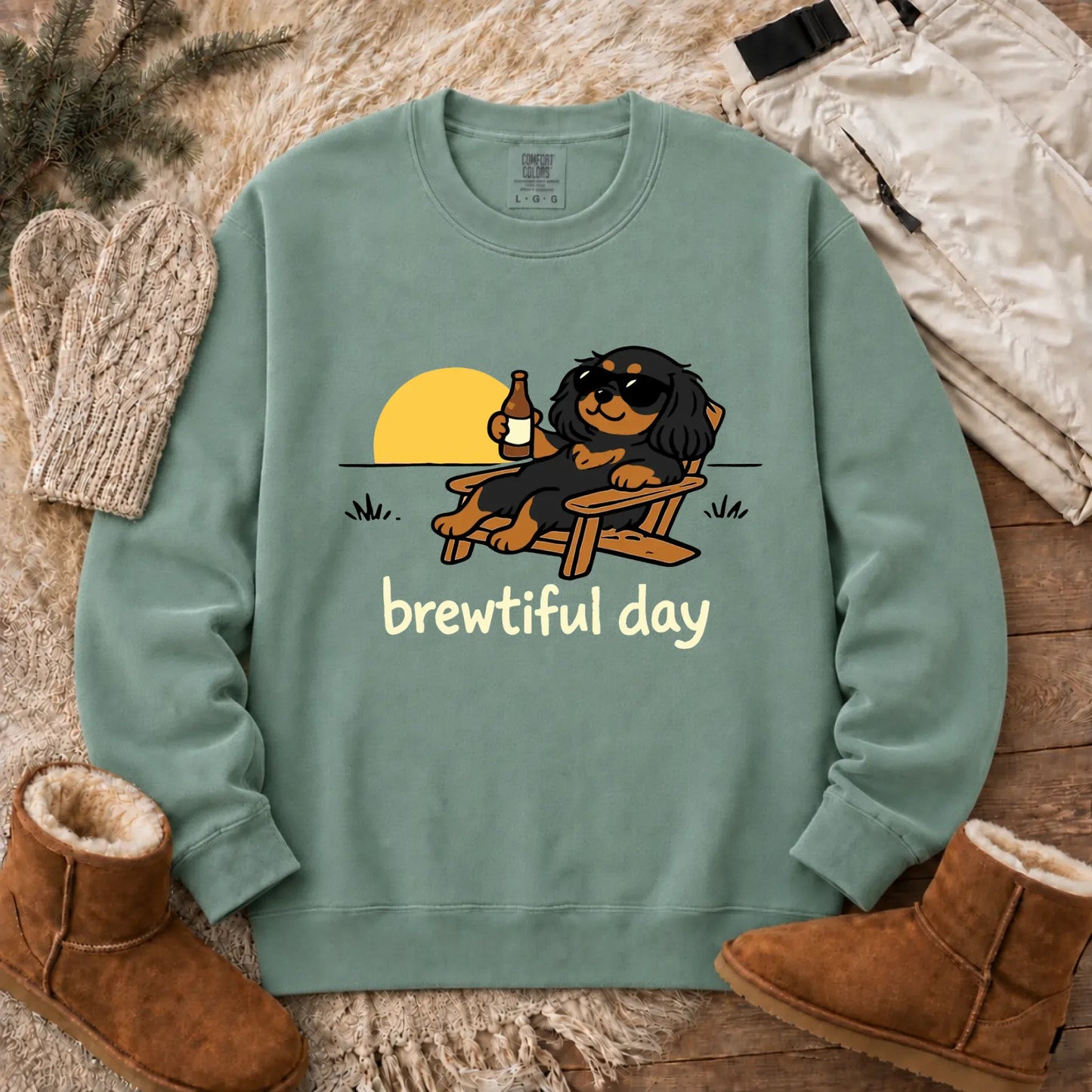 Sweatshirt Light Green / S Custom Cavalier Brewtiful Beer Unisex Sweatshirt