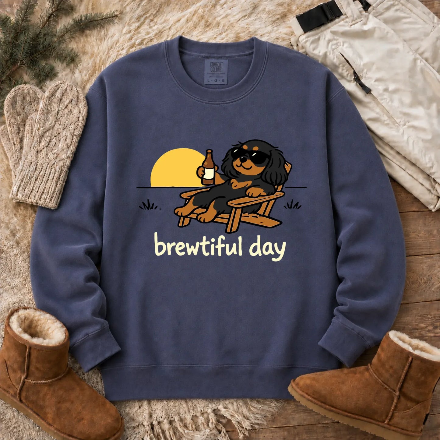 Sweatshirt Denim / S Custom Cavalier Brewtiful Beer Unisex Sweatshirt