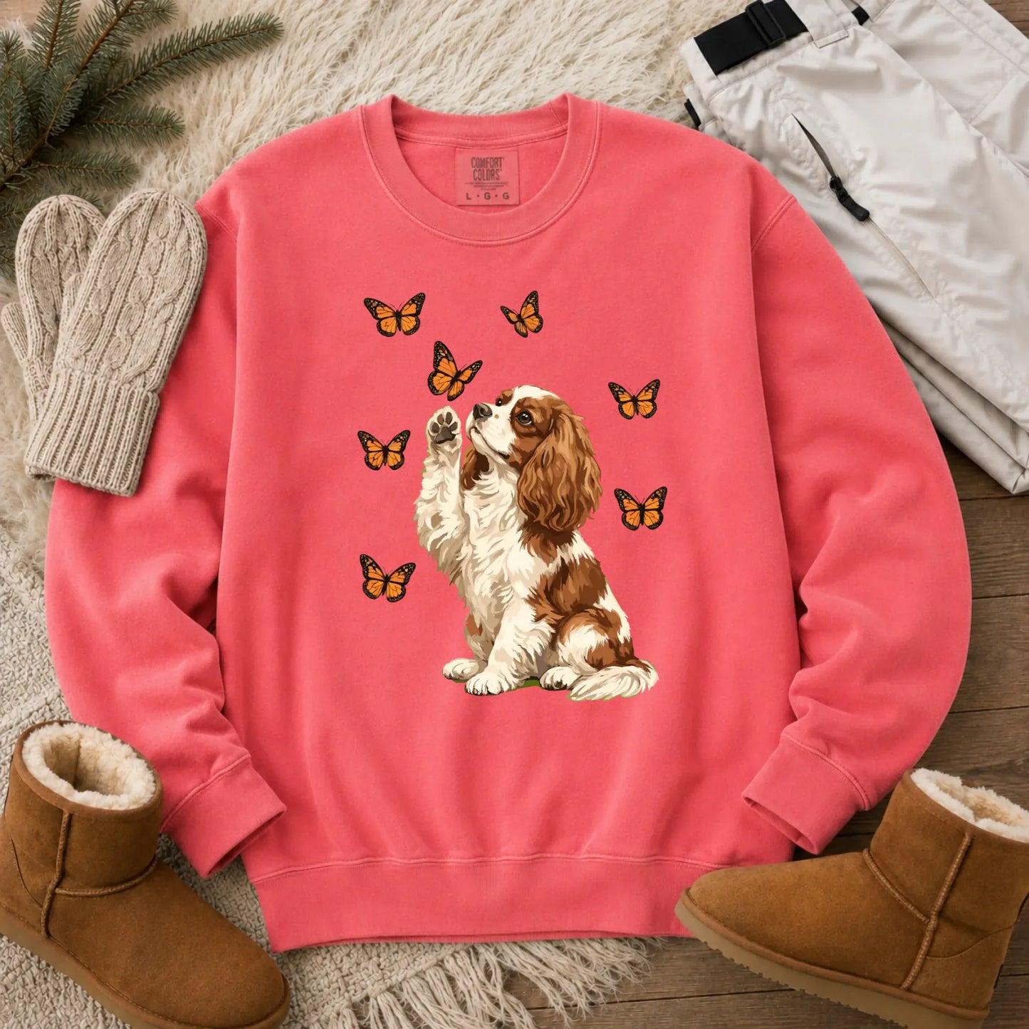 Custom Cavalier Butterfly Unisex Sweatshirt Watermelon
