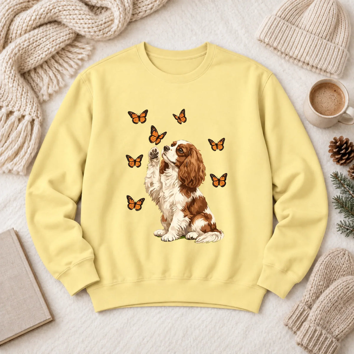 Custom Cavalier Butterfly Unisex Sweatshirt Butter