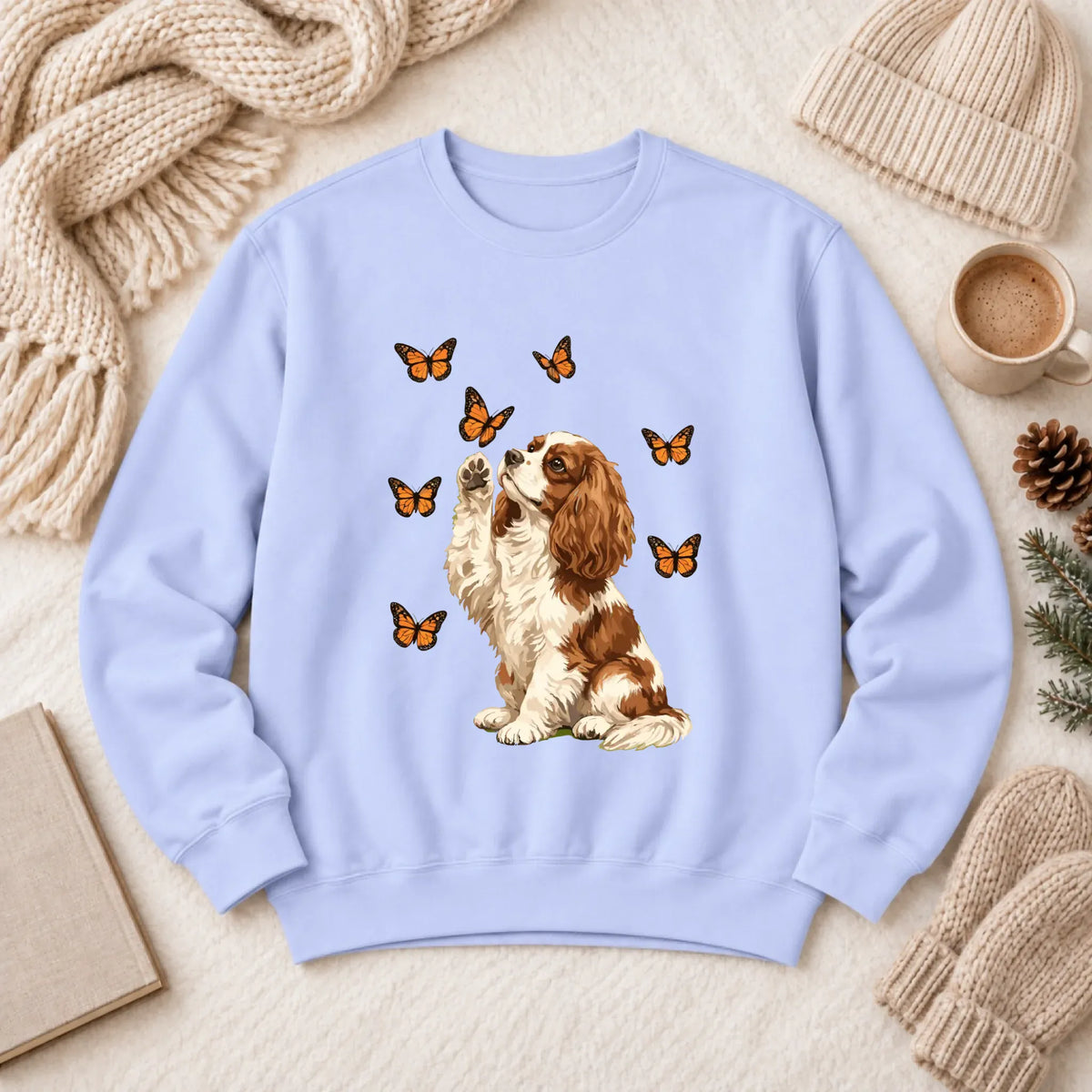 Custom Cavalier Butterfly Unisex Sweatshirt Hydrangea