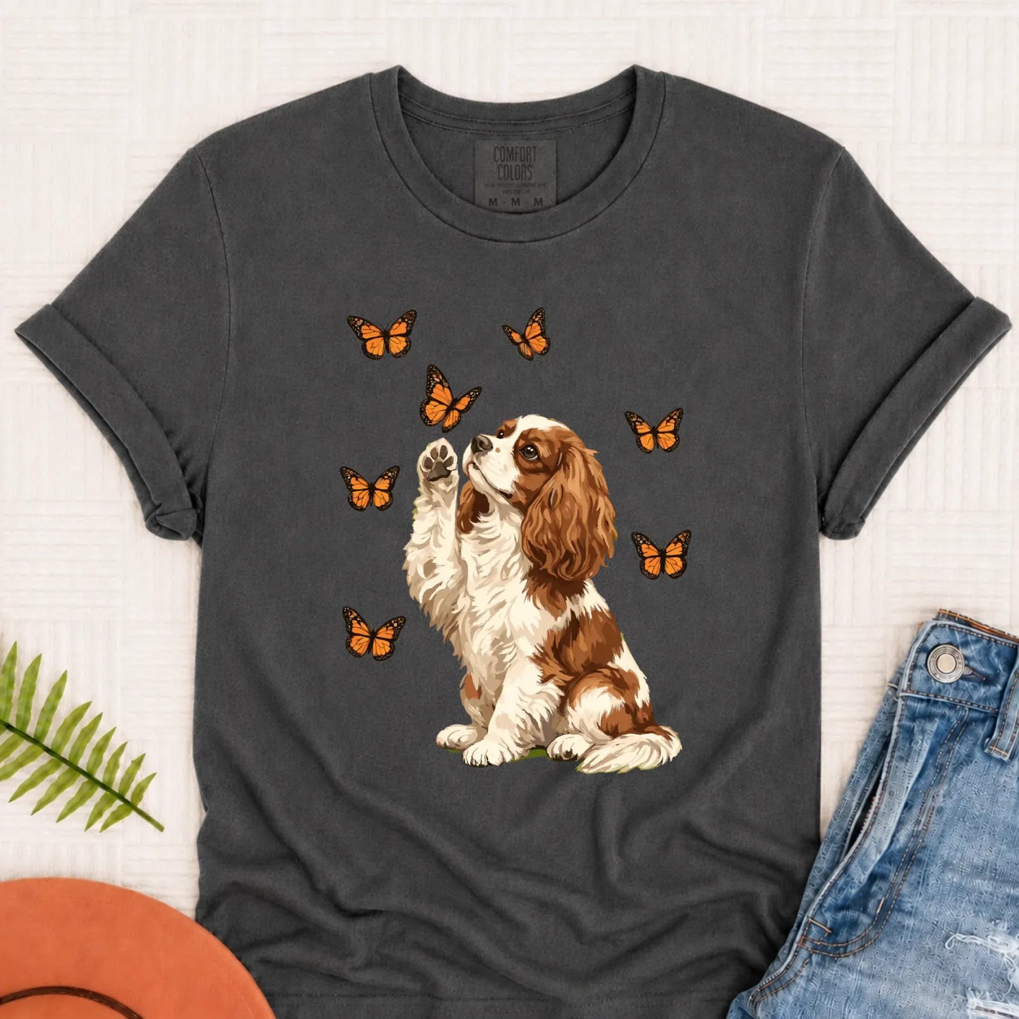 Custom Cavalier Butterfly Unisex TShirt Pepper