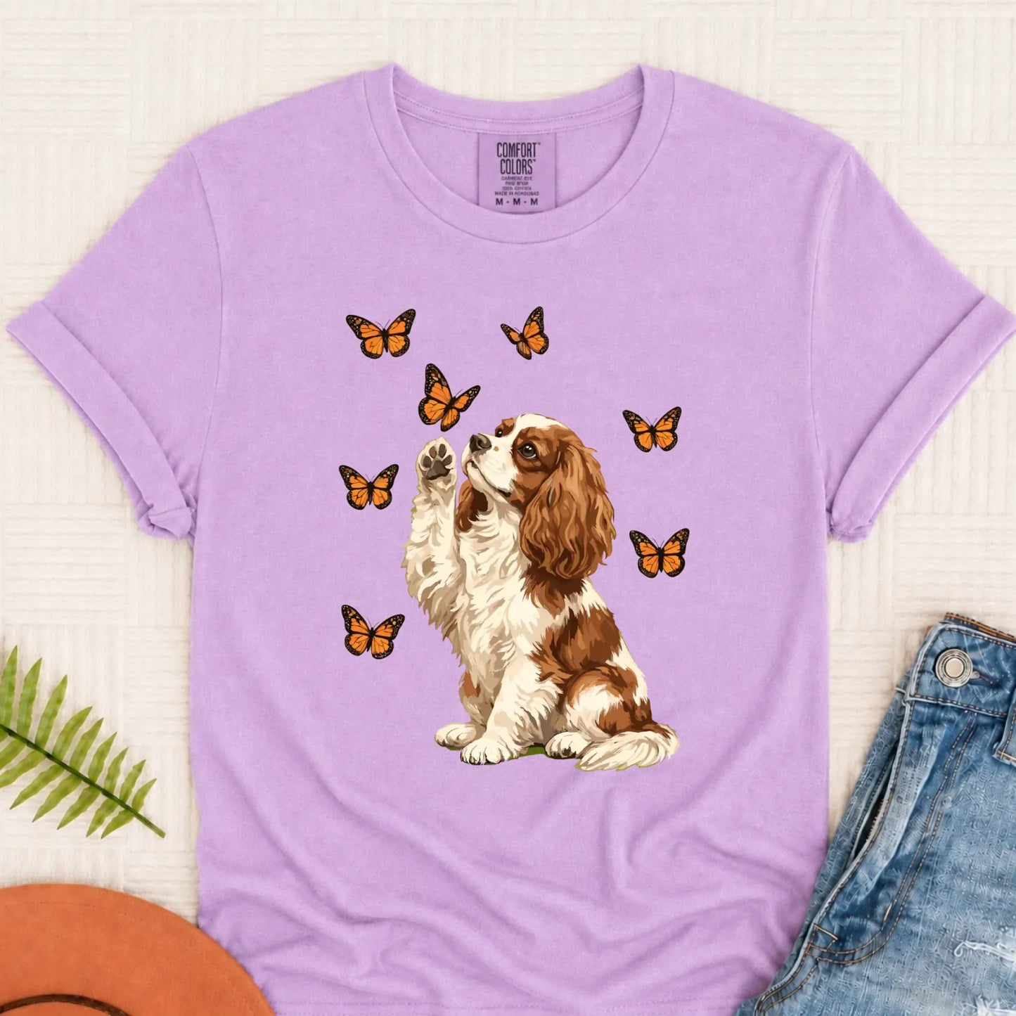 Custom Cavalier Butterfly Unisex TShirt Orchid