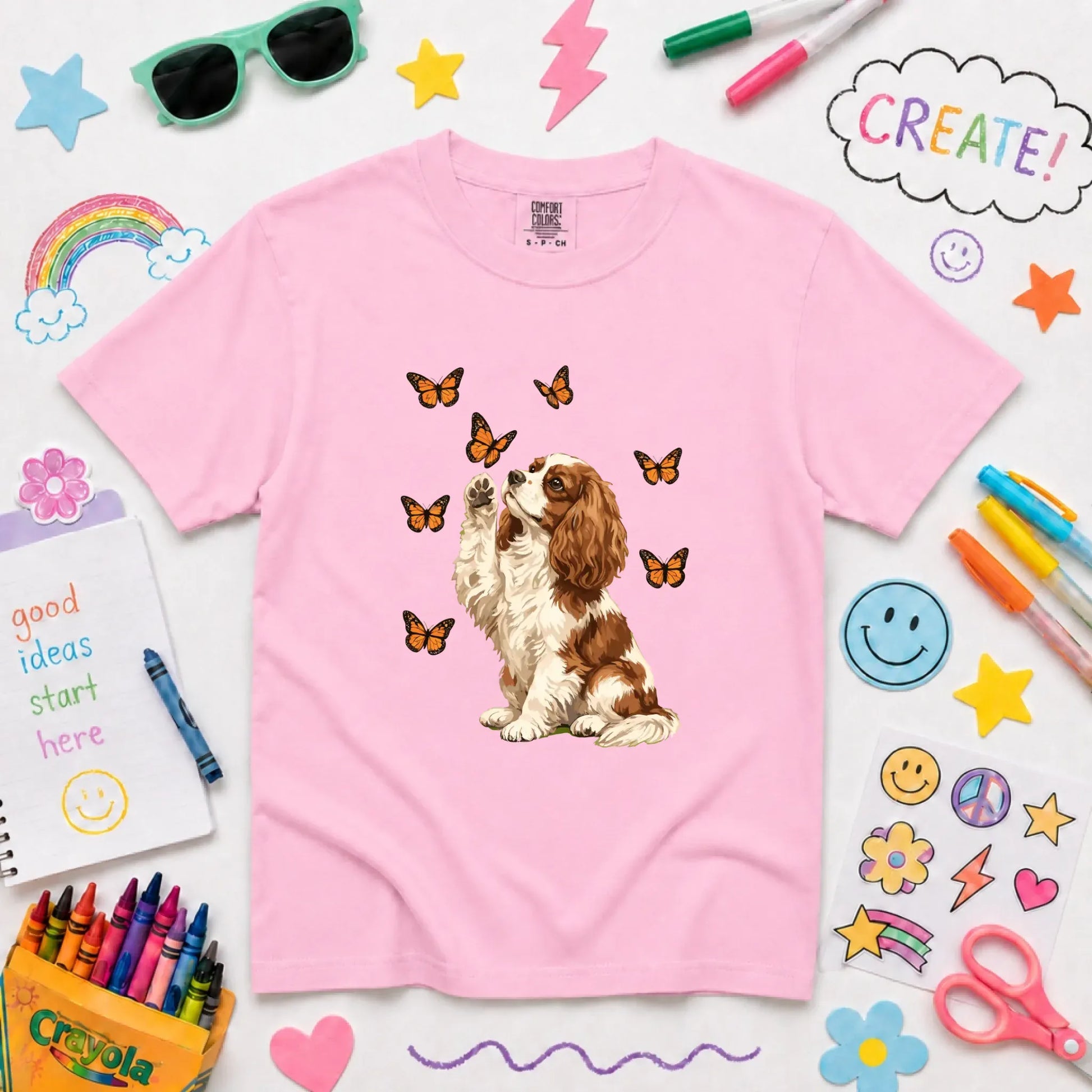 Custom Cavalier Butterfly Unisex YOUTH Tshirt Blossom