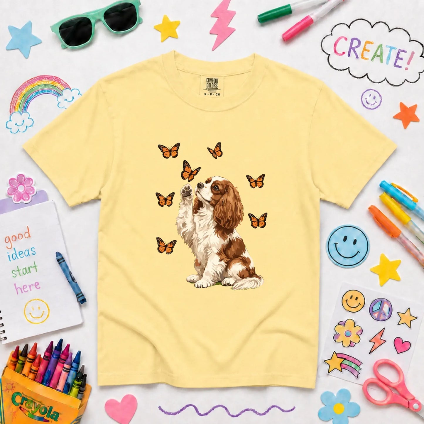 Custom Cavalier Butterfly Unisex YOUTH Tshirt Butter