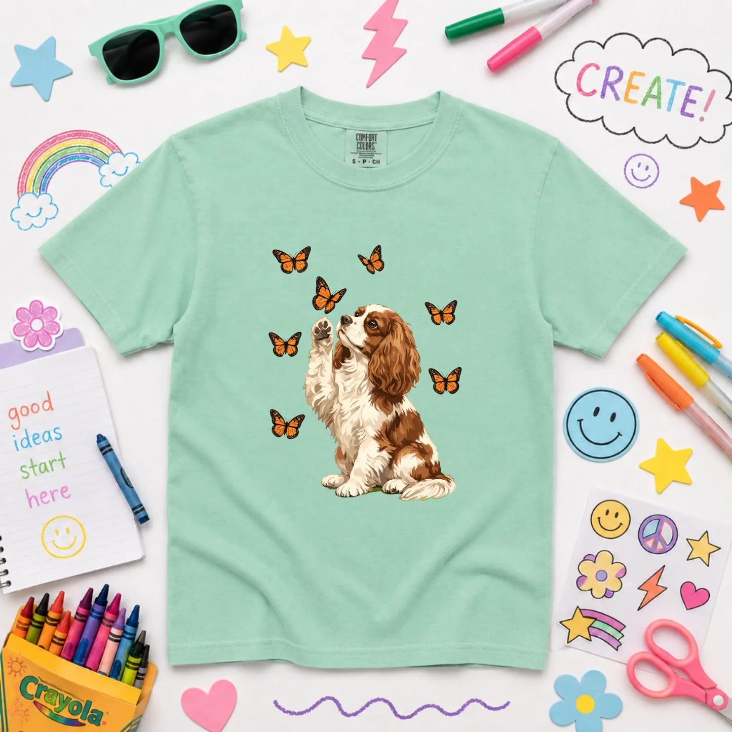 Custom Cavalier Butterfly Unisex YOUTH Tshirt Island Reef