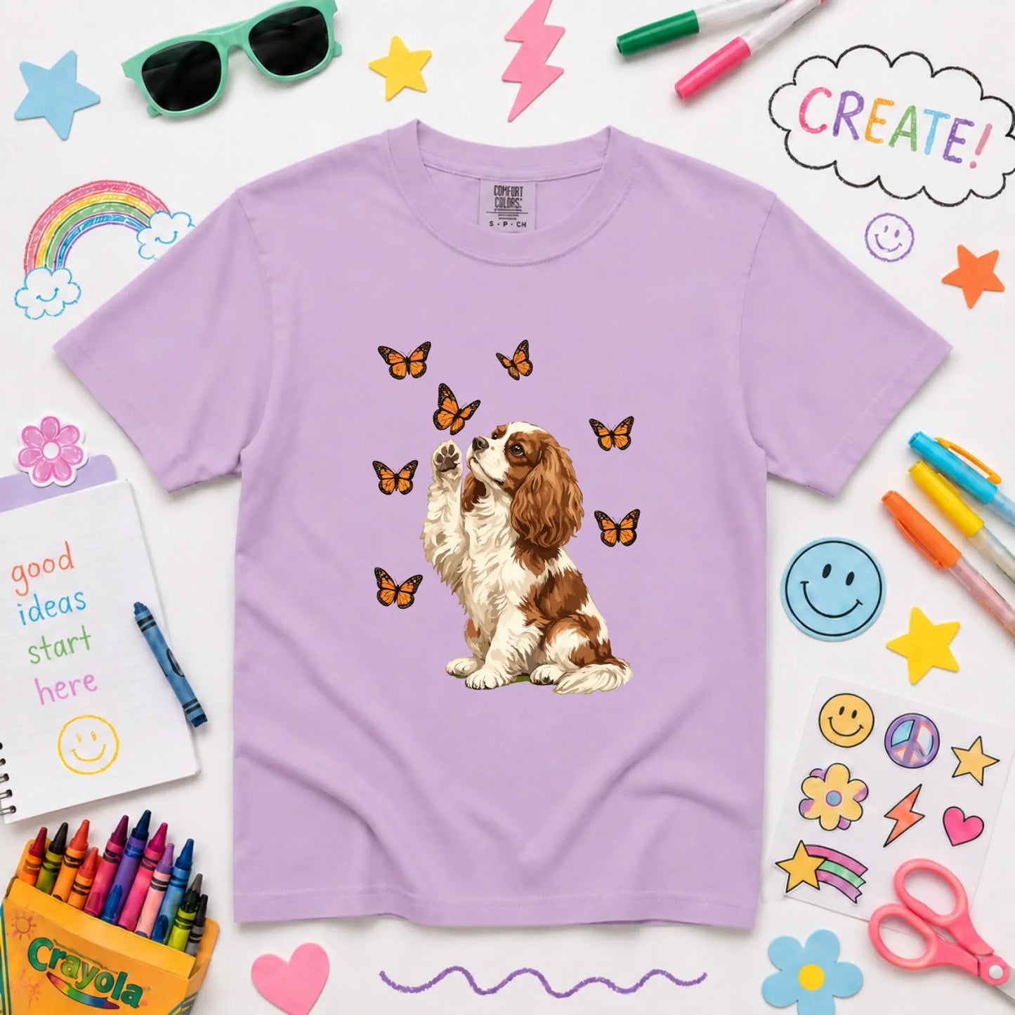 Custom Cavalier Butterfly Unisex YOUTH Tshirt Orchid