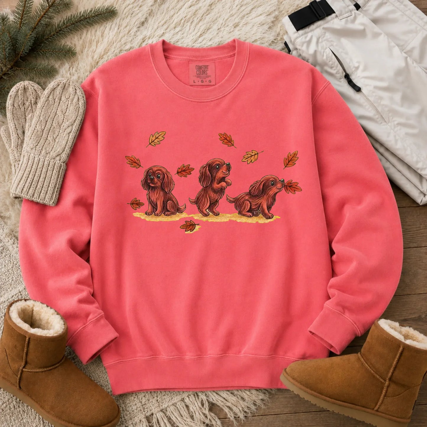Sweatshirt Watermelon / S Custom Cavalier Chasing Leaves Unisex Sweatshirt