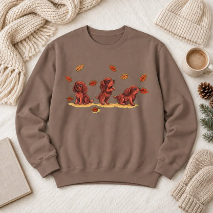 Custom Cavalier Chasing Leaves Unisex Sweatshirt Espresso