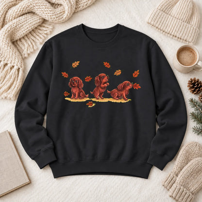 Custom Cavalier Chasing Leaves Unisex Sweatshirt Black