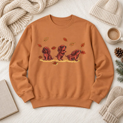 Custom Cavalier Chasing Leaves Unisex Sweatshirt Yam