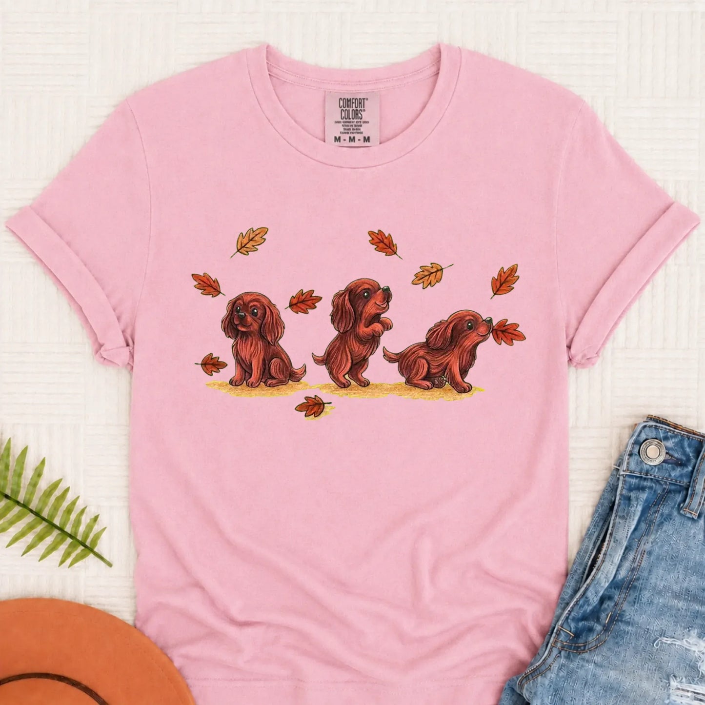 T-Shirt Blossom / S Custom Cavalier Chasing Leaves Unisex TShirt