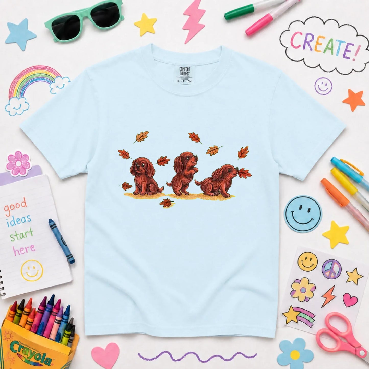 Customizer Chambray / XS Custom Cavalier Chasing Leaves Unisex YOUTH TShirt