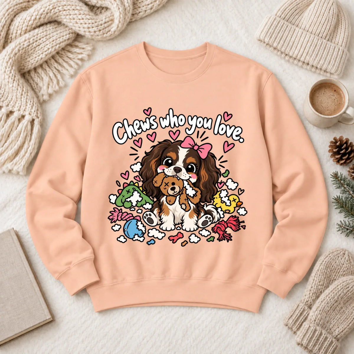 Customizer 1466 LW Sweatshirt Light / Peachy / S Custom Cavalier Chews Who You Love Unisex Sweatshirt