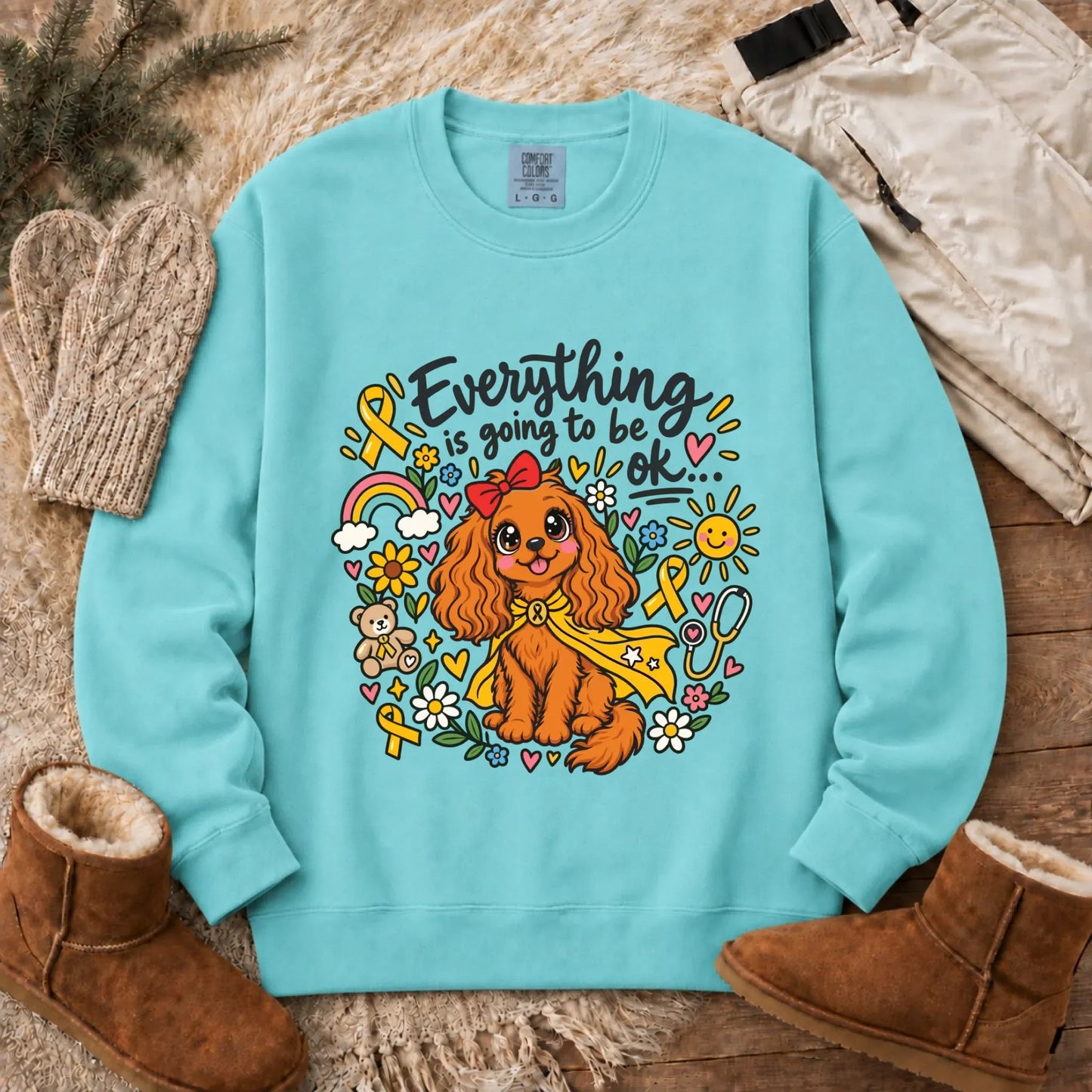 Sweatshirt Chalky Mint / S Custom Cavalier Childhood Cancer Unisex Sweatshirt