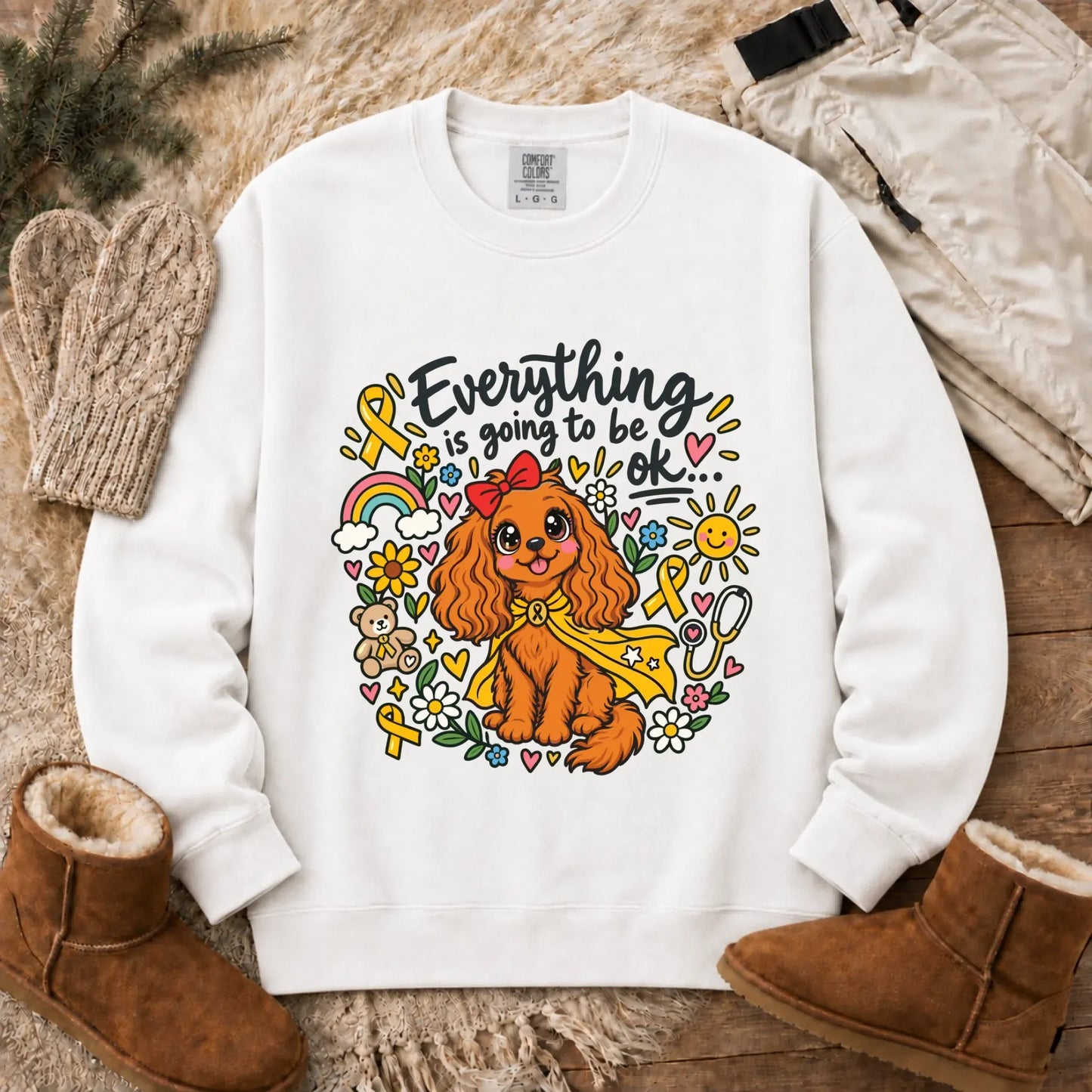 Sweatshirt White / S Custom Cavalier Childhood Cancer Unisex Sweatshirt