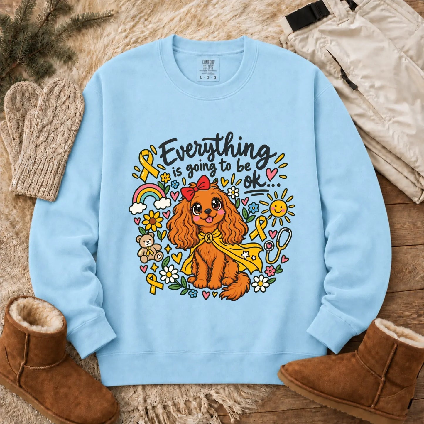 Sweatshirt Chambray / S Custom Cavalier Childhood Cancer Unisex Sweatshirt