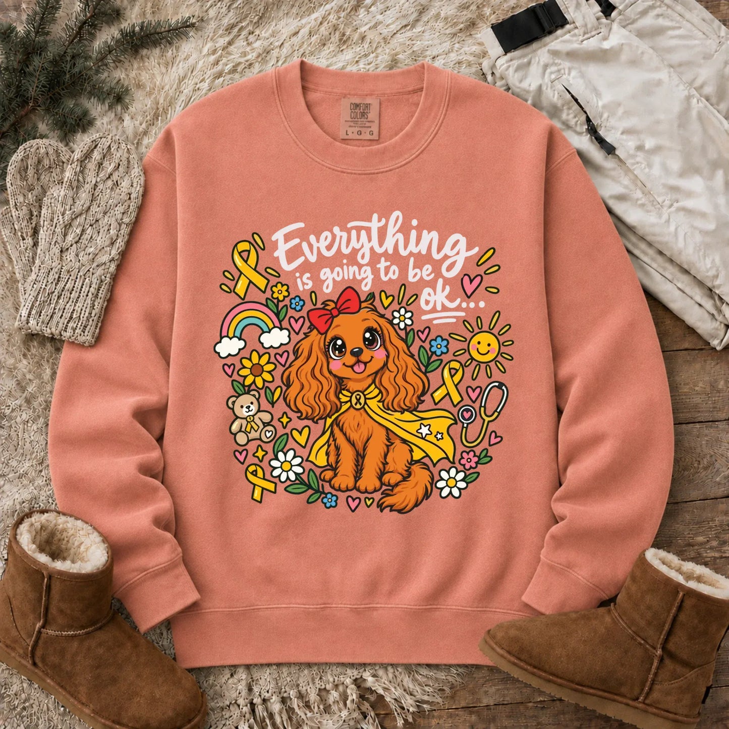 Sweatshirt Terracotta / S Custom Cavalier Childhood Cancer Unisex Sweatshirt
