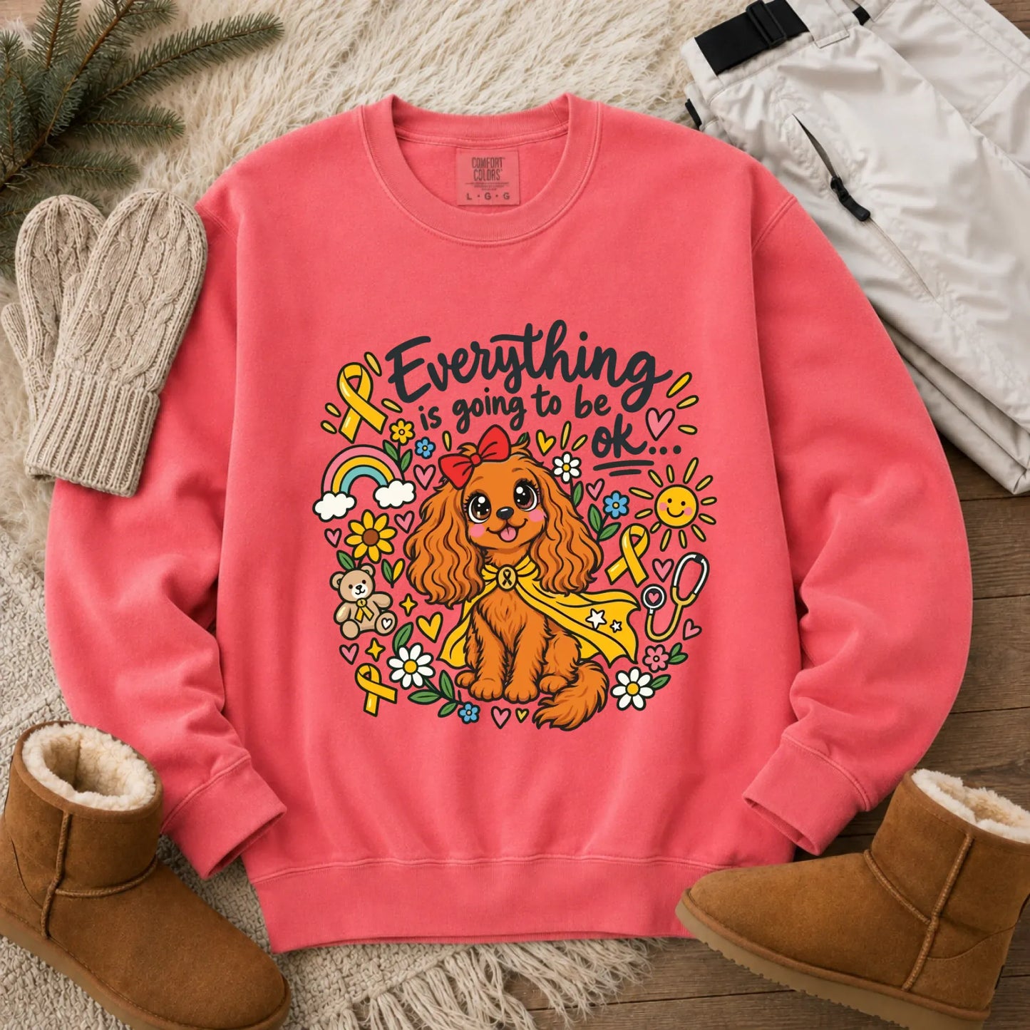 Sweatshirt Watermelon / S Custom Cavalier Childhood Cancer Unisex Sweatshirt