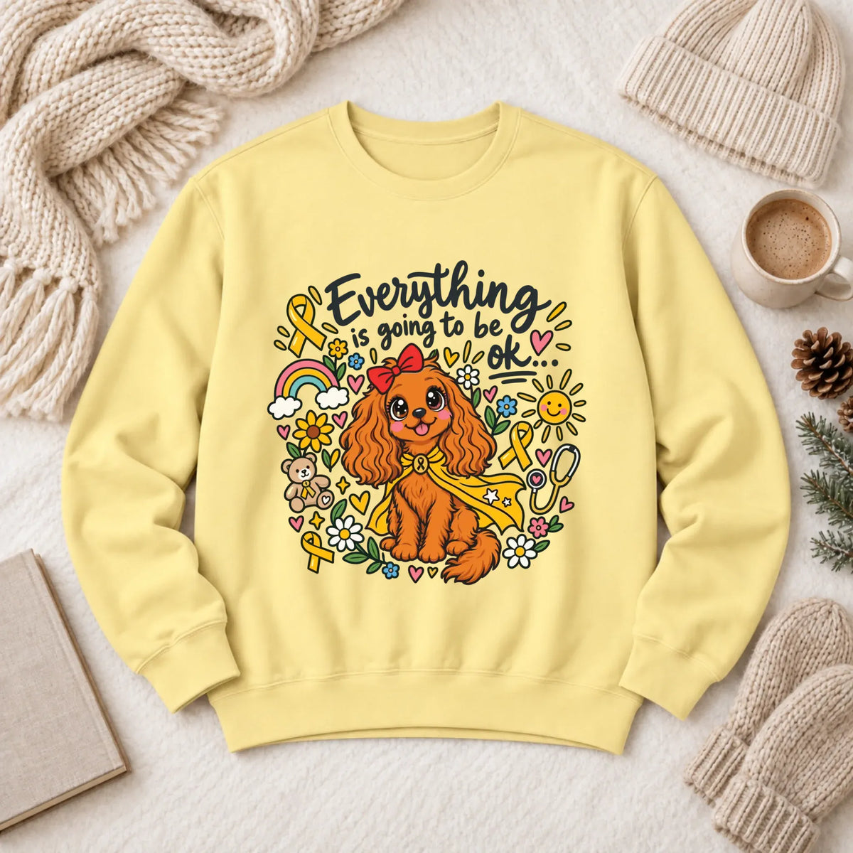 Custom Cavalier Childhood Cancer Unisex Sweatshirt Butter