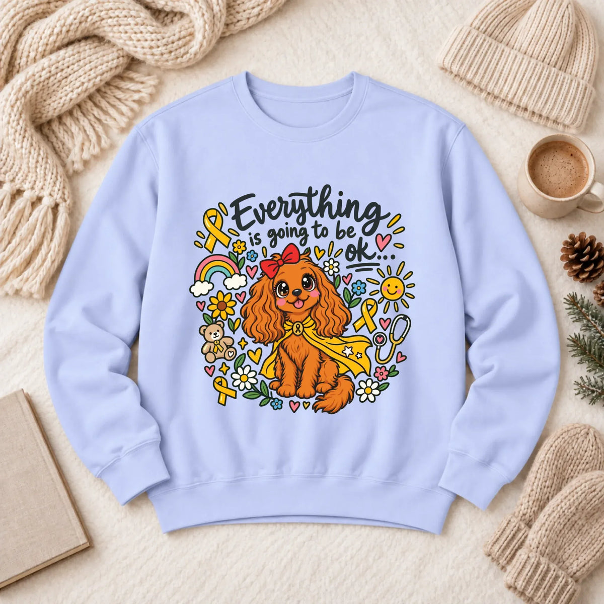 Custom Cavalier Childhood Cancer Unisex Sweatshirt Hydrangea