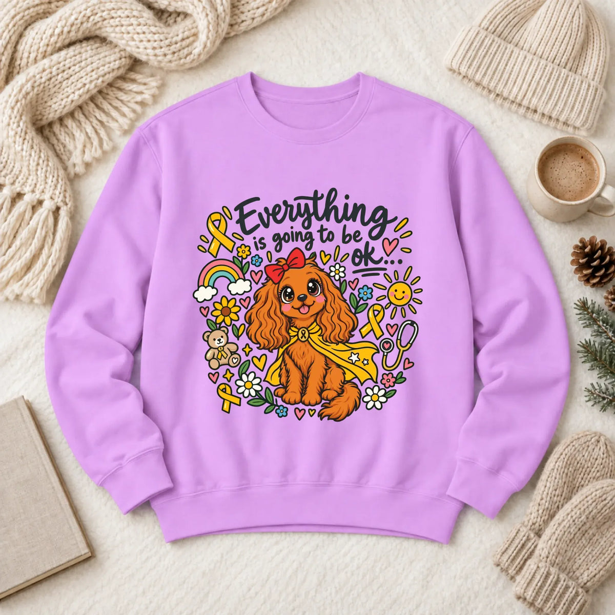 Custom Cavalier Childhood Cancer Unisex Sweatshirt Neon Violet