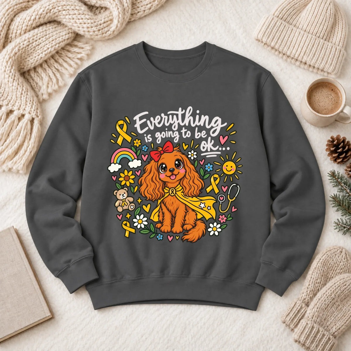 Custom Cavalier Childhood Cancer Unisex Sweatshirt Pepper