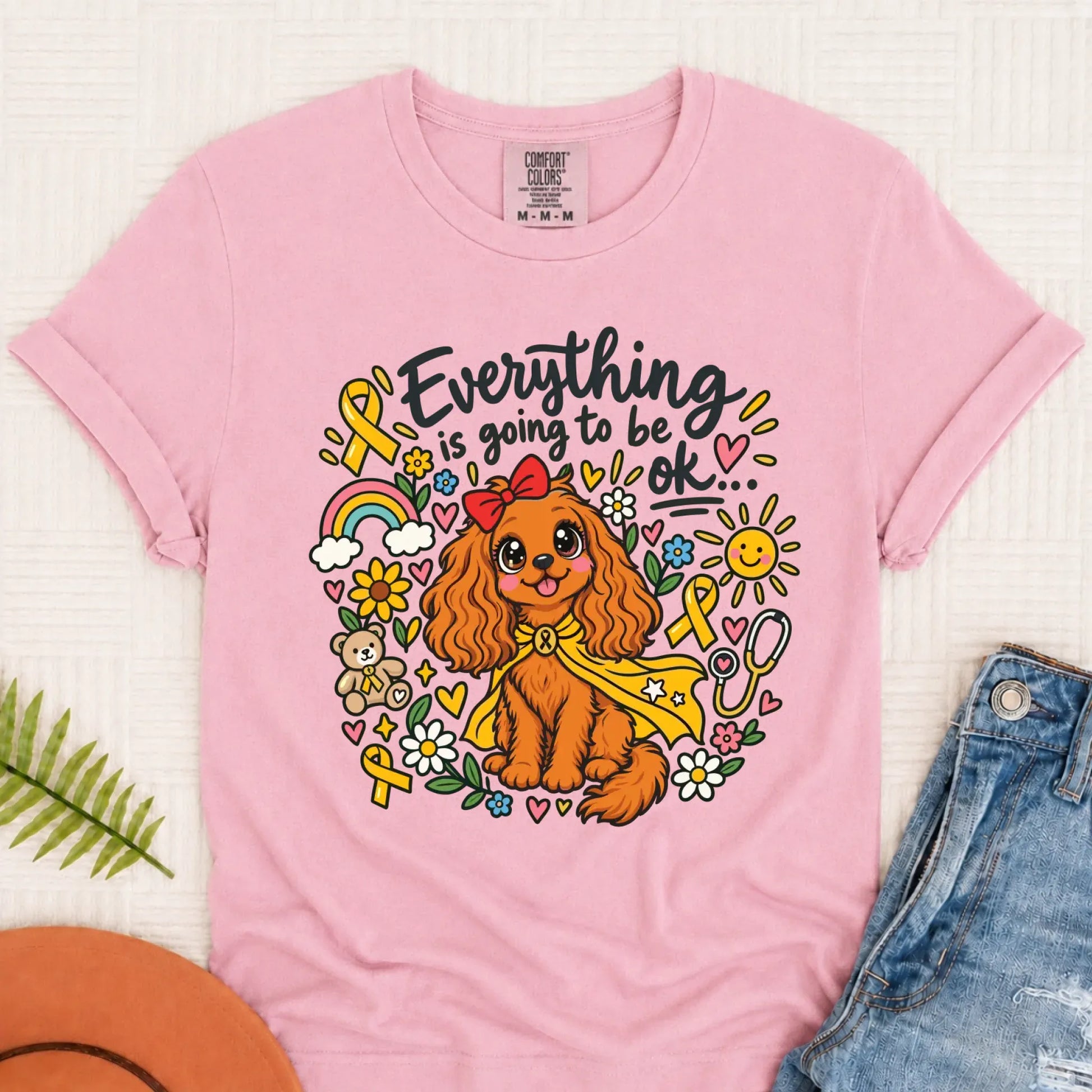 T-Shirt Blossom / S Custom Cavalier Childhood Cancer Unisex Tshirt