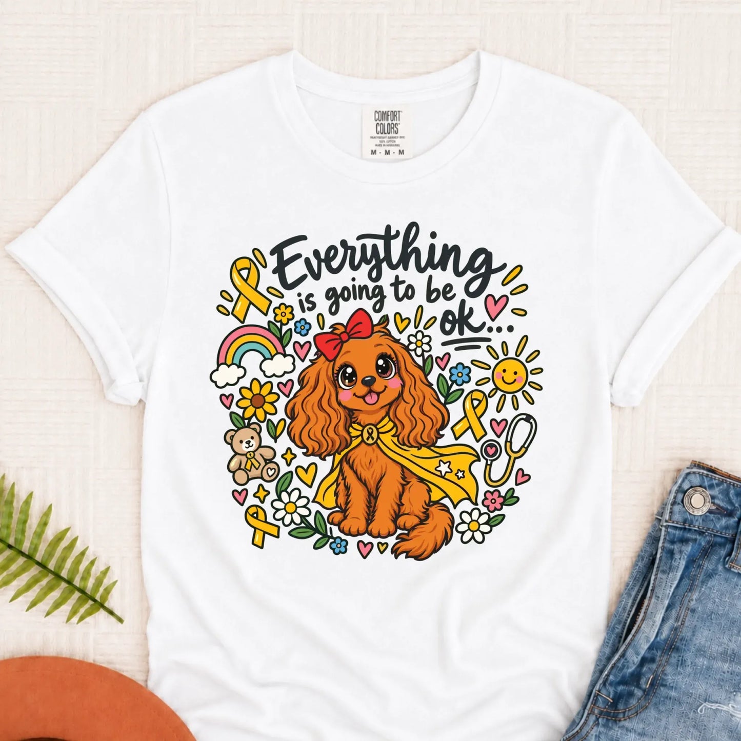 T-Shirt White / S Custom Cavalier Childhood Cancer Unisex Tshirt