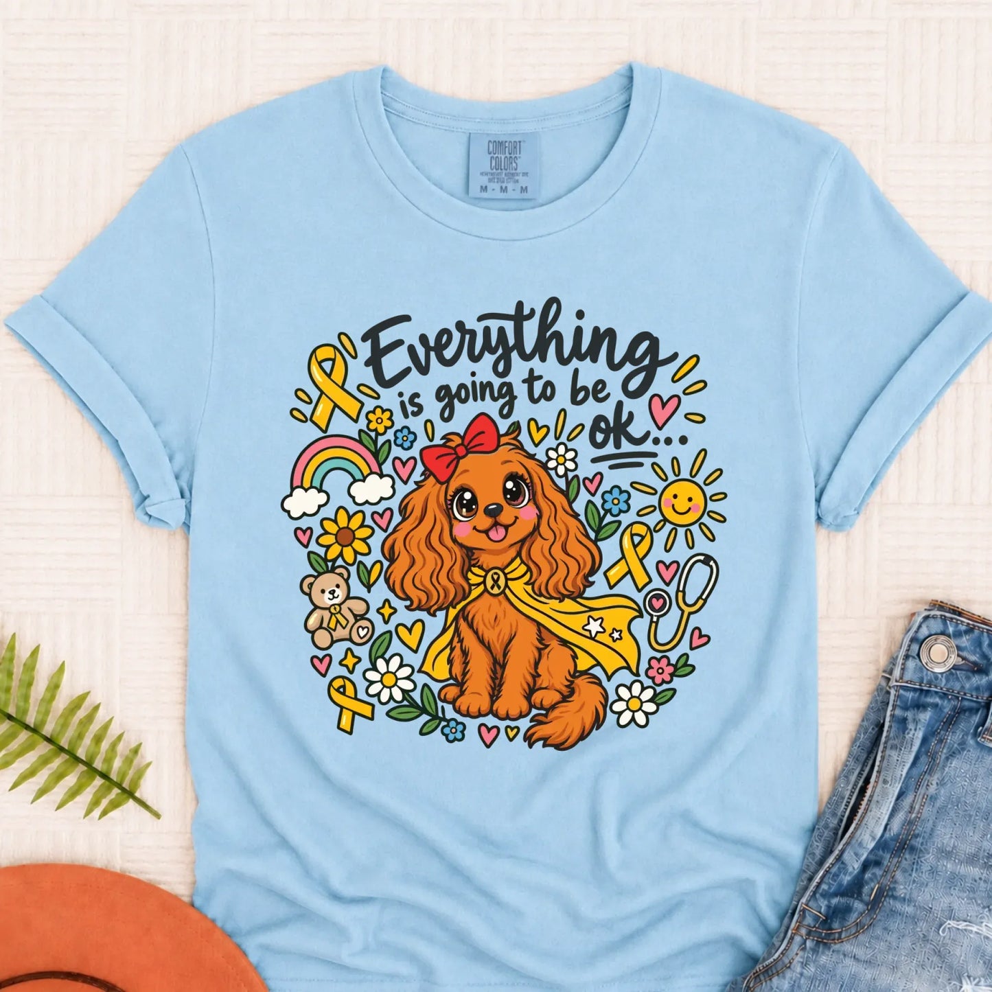 T-Shirt Chambray / S Custom Cavalier Childhood Cancer Unisex Tshirt