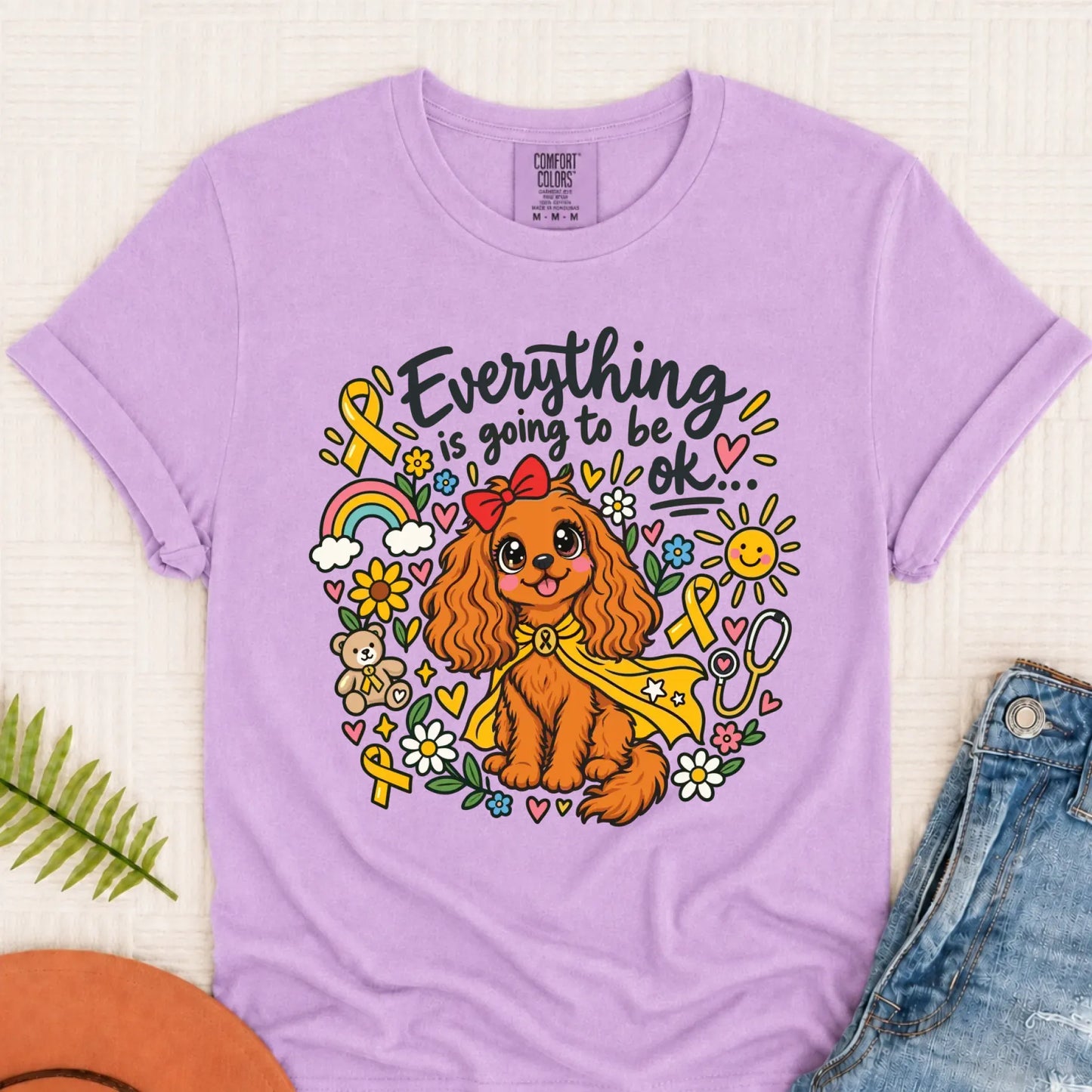 T-Shirt Orchid / S Custom Cavalier Childhood Cancer Unisex Tshirt