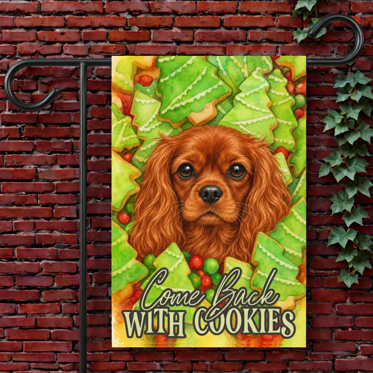 Custom Cavalier Christmas Cookies Garden Flag 12'' × 18''